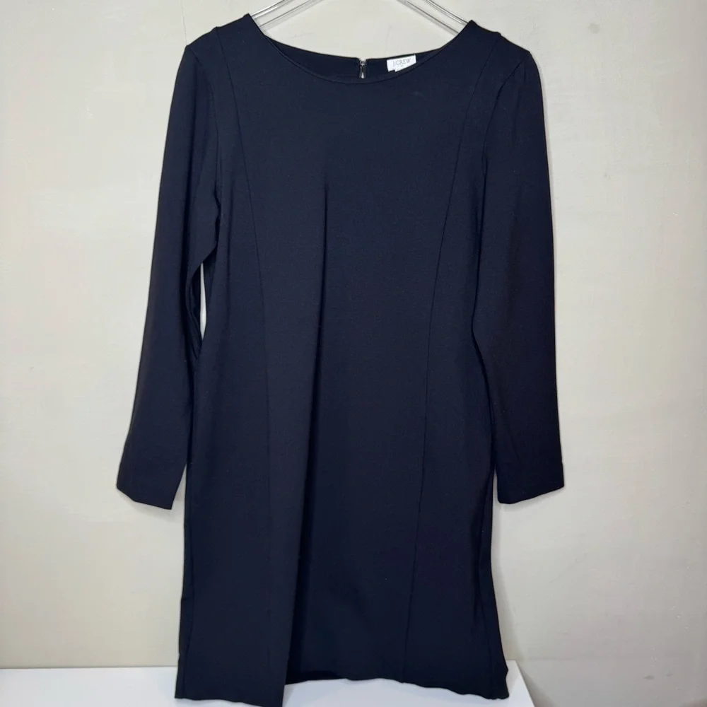 J.CREW Dress Long Sleeve Zip-Up Ponte Sheath Black size L - Picture 1 of 7